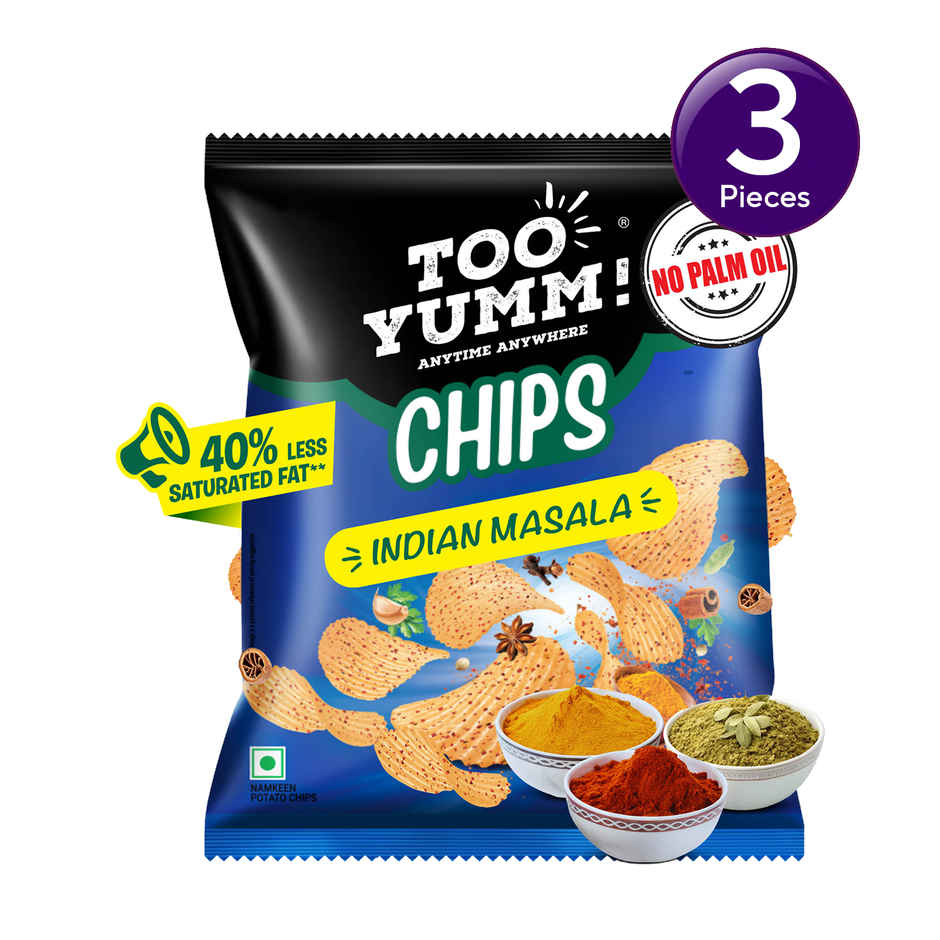 Too Yumm Indian Masala Potato Chips, 40% Less Saturated Fats, No Palm Oil Healthy Spicy Chips Combo
