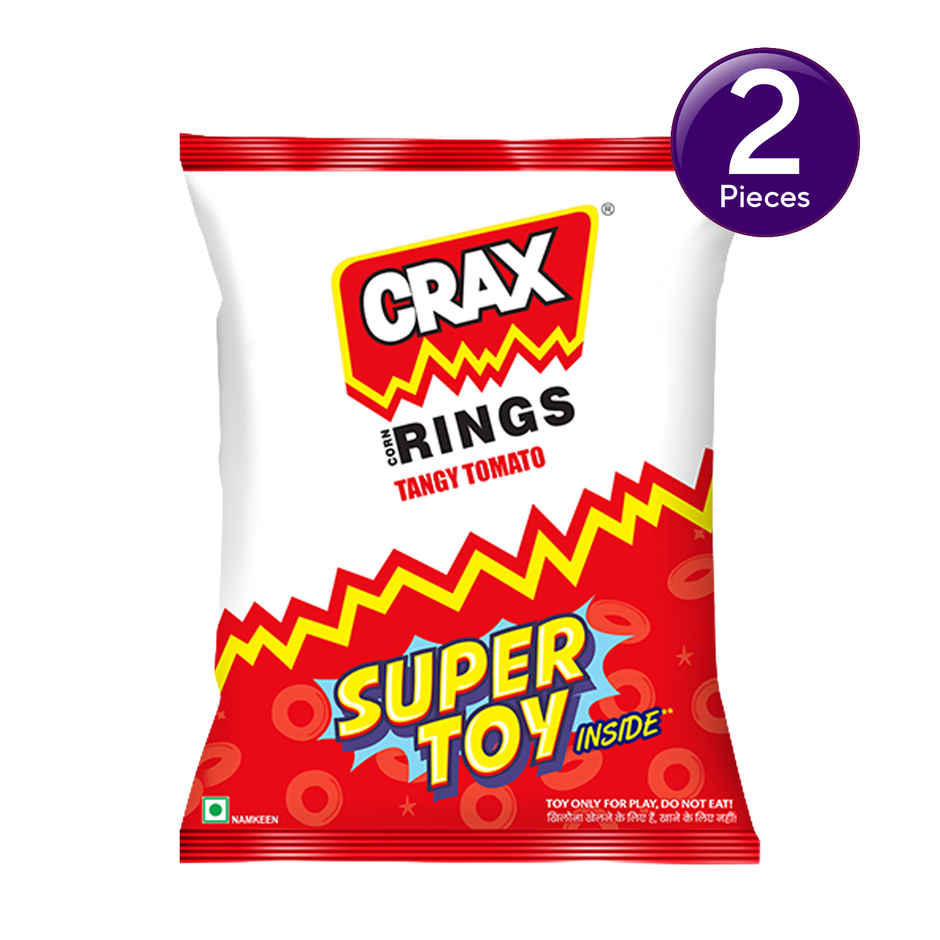 Crax Corn Rings Tangy Tomato Puffs Snacks with Super Toys Combo