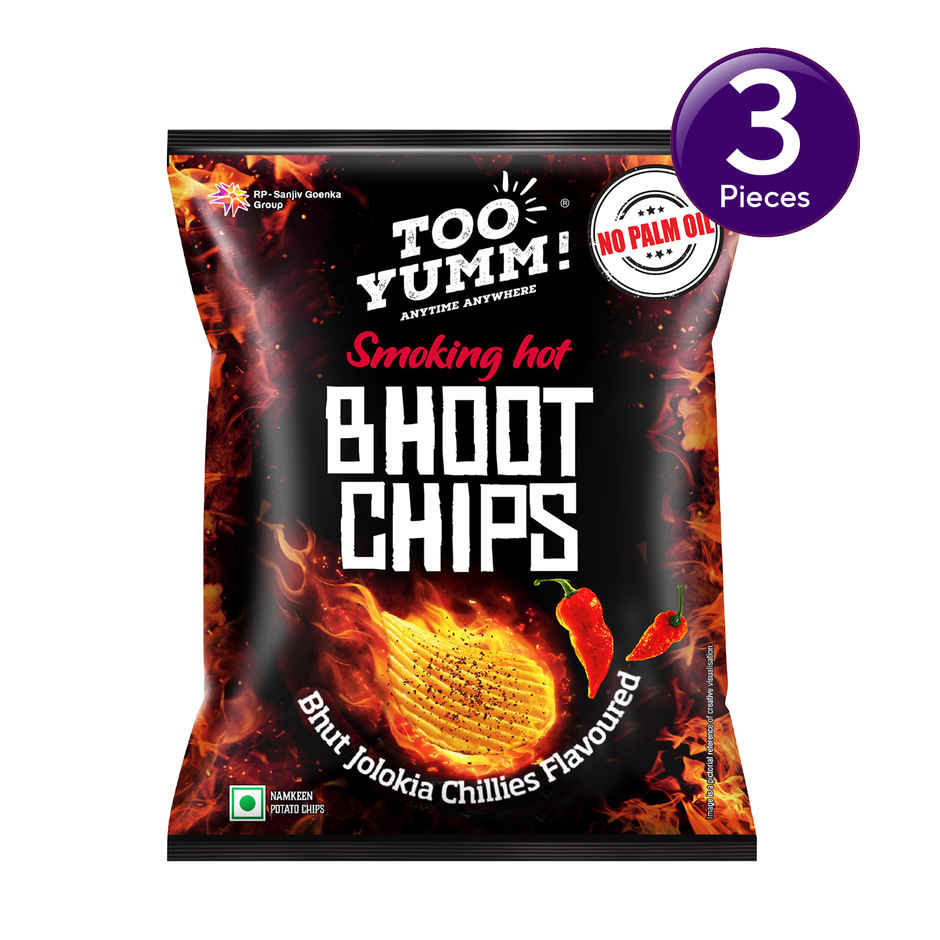 Too Yumm Smoking Hot Bhoot Potato Chips, No Palm Oil Healthy Spicy Chips, 35% Less Saturated Fats Combo