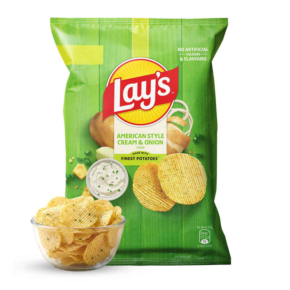 Lay'S American Cream & Onion Potato Chips(50gms) & Cadbury Oreo Vanilla Flavour Crã¨Me Sandwich Biscuit Jumbo Pack(132gms) Combo