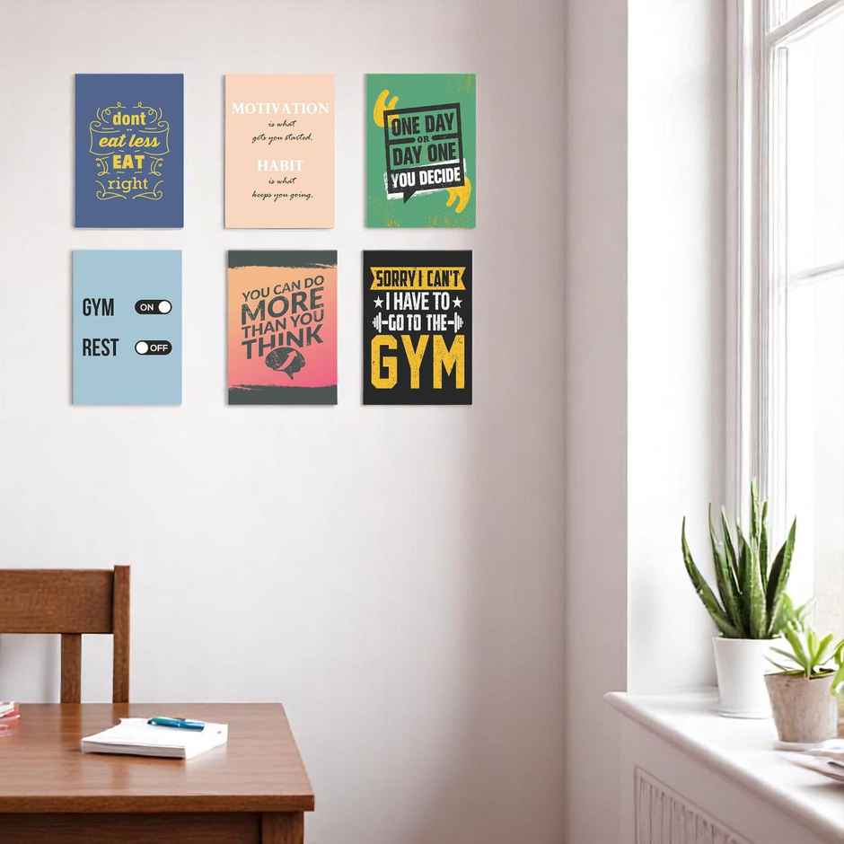 Paper Plane Design Motivational Gym Workout Posters For Wall | Set Of 6 | Size 29 x 21 cm | D9