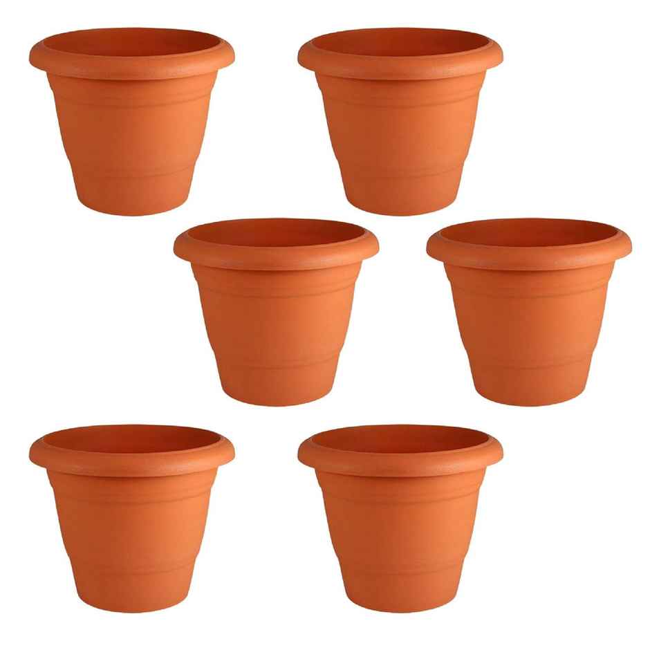 Leafy Tales Small 6" Terracotta Plastic Pots | 6 Pieces | 6 Inch Pot Size
