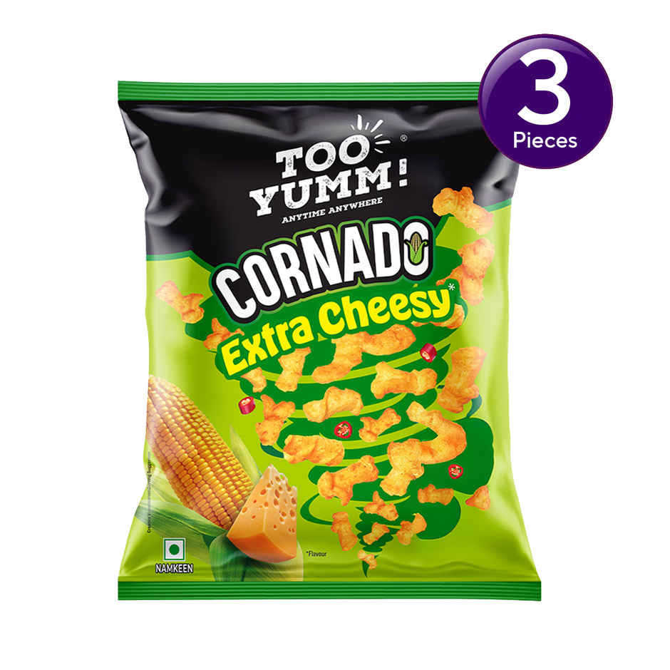 Too Yumm Extra Cheesy Crunchy Cornado, 60%  Less Saturated Fats, No Palm Oil Healthy Cheese Puffcorn Combo