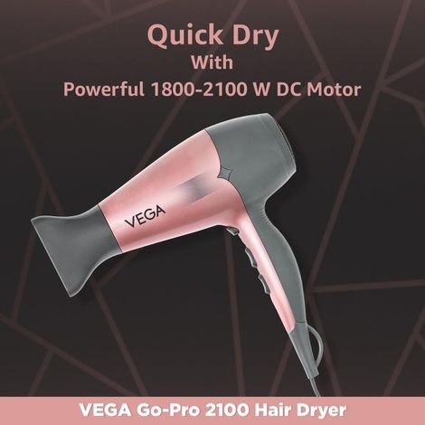VEGA VHDH-25 Go Pro Hair Dryer With Cool Shot Button (Rose Gold, 2100 W)