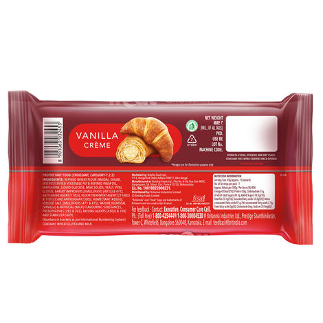 Britannia Treat Croissant - with Vanilla Creme Filling 100% Veg