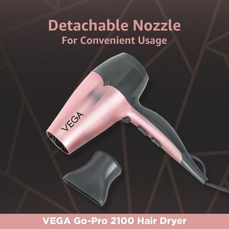 VEGA VHDH-25 Go Pro Hair Dryer With Cool Shot Button (Rose Gold, 2100 W)