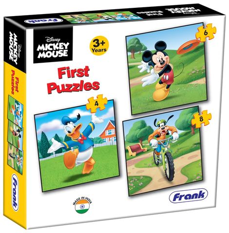 Frank Mickey Mouse & Friends - A Set Of 3 First Puzzles - 4, 6 & 8 Pieces