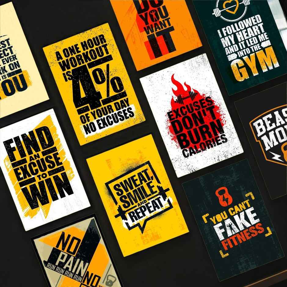 Paper Plane Design Motivational Gym/Fitness Workout Posters | Set of 10 | (12 Inch x 18 Inch) D20