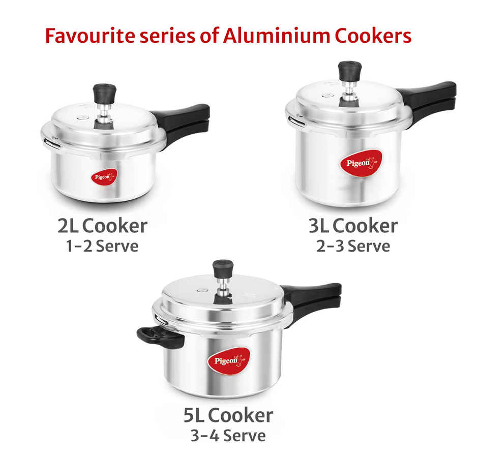 Pigeon 3L Aluminium Induction Base Outer Lid Pressure Cooker