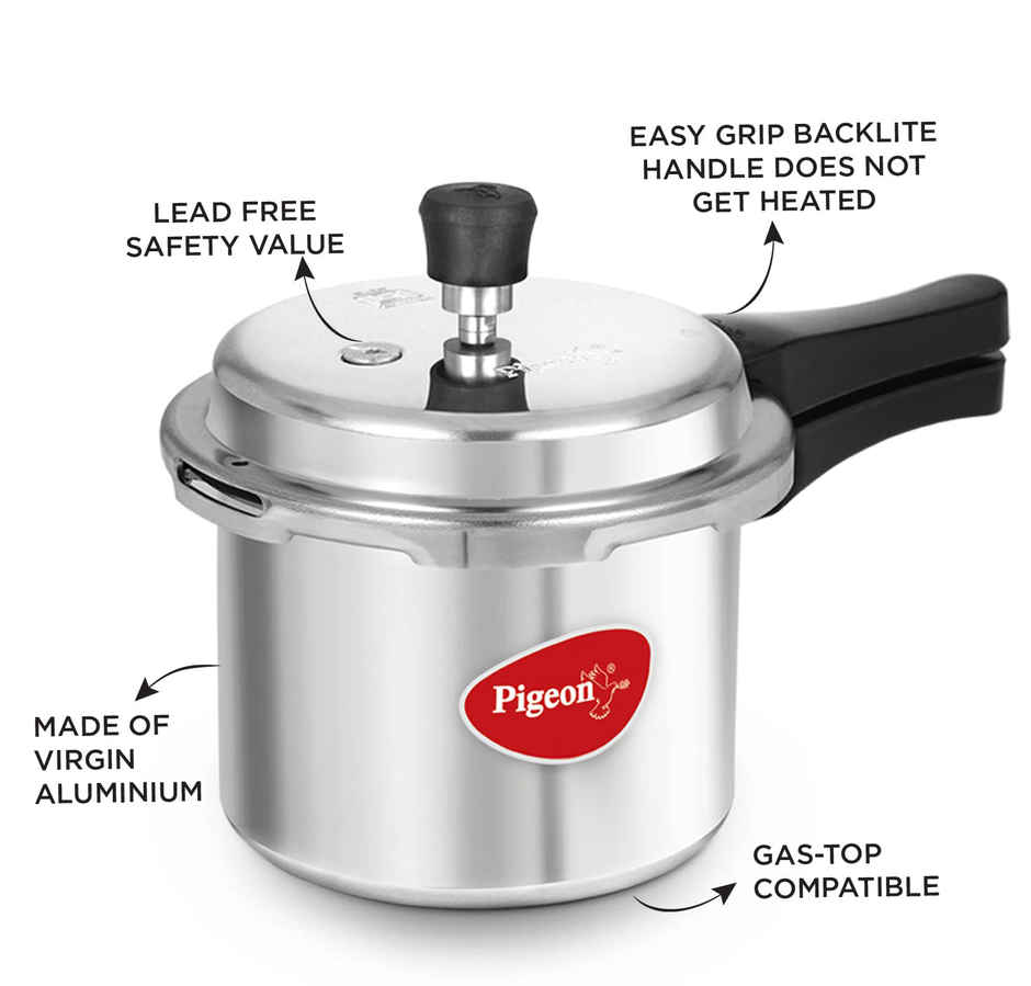 Pigeon 3L Aluminium Induction Base Outer Lid Pressure Cooker