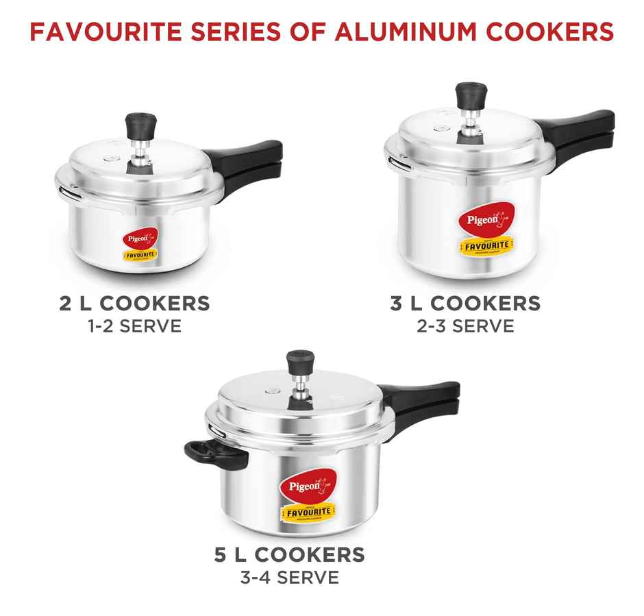 Pigeon by Stovekraft Favourite Outer Lid Non Induction Aluminium Pressure Cooker | 3 L