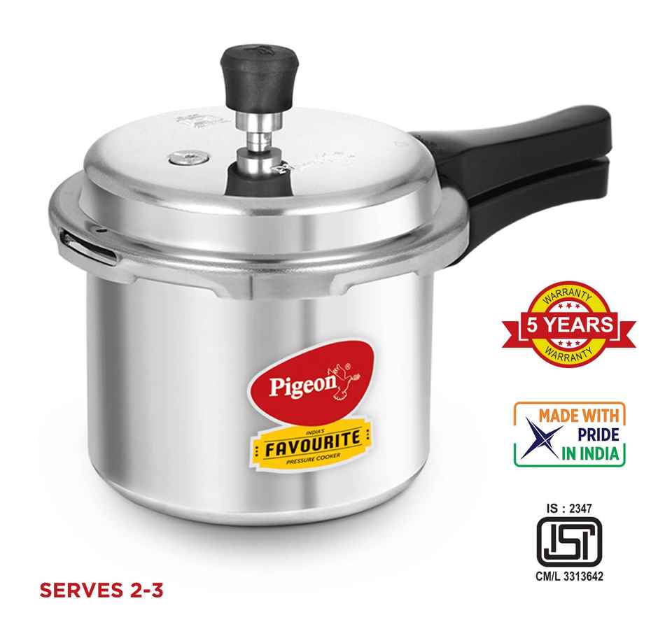 Pigeon by Stovekraft Favourite Outer Lid Non Induction Aluminium Pressure Cooker | 3 L