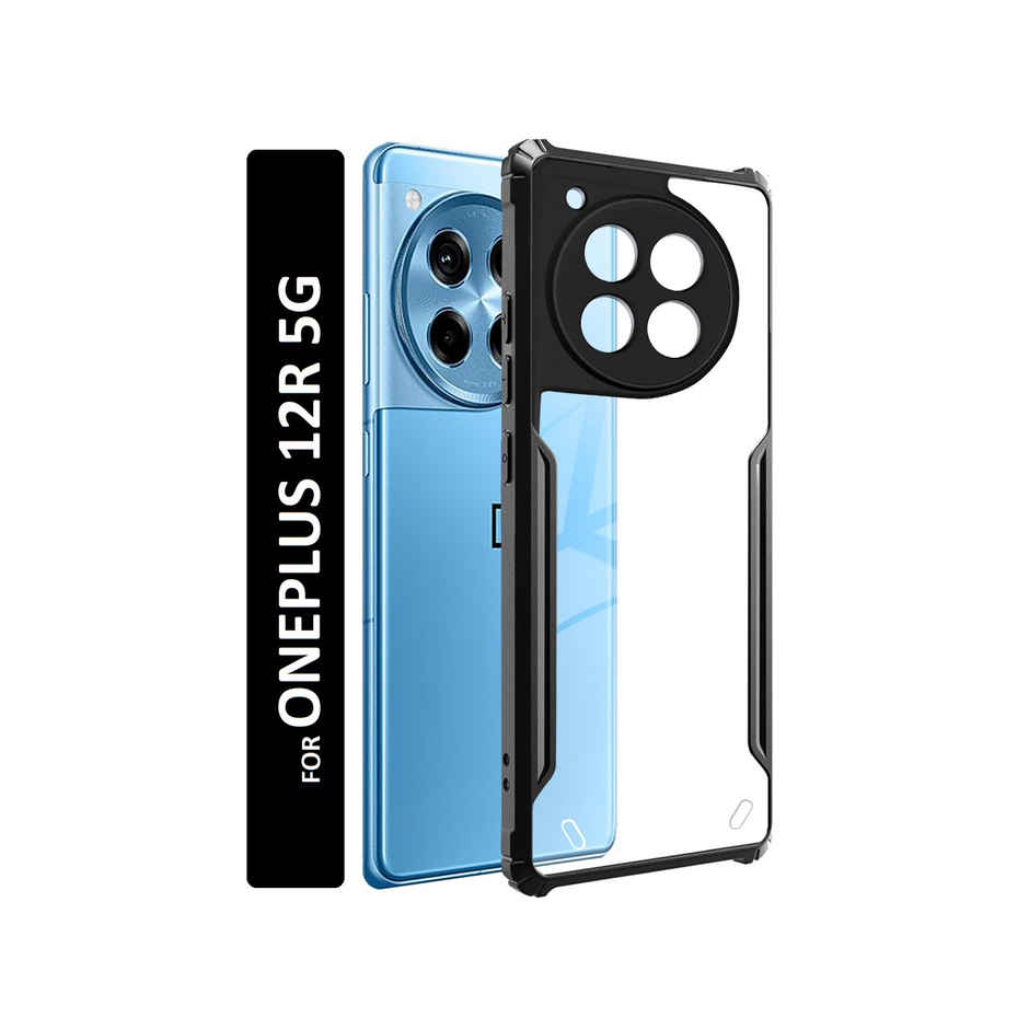 Kwine Case Oneplus 12R Back Cover - Black Bordered Transparent Case