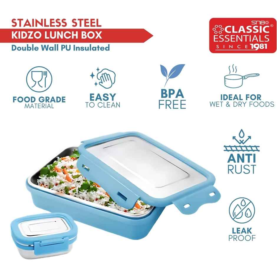 Classic Essentials Kidzo Stainless Steel Lunch Box for Kids With 1 Container Lunch Box 1000 ml