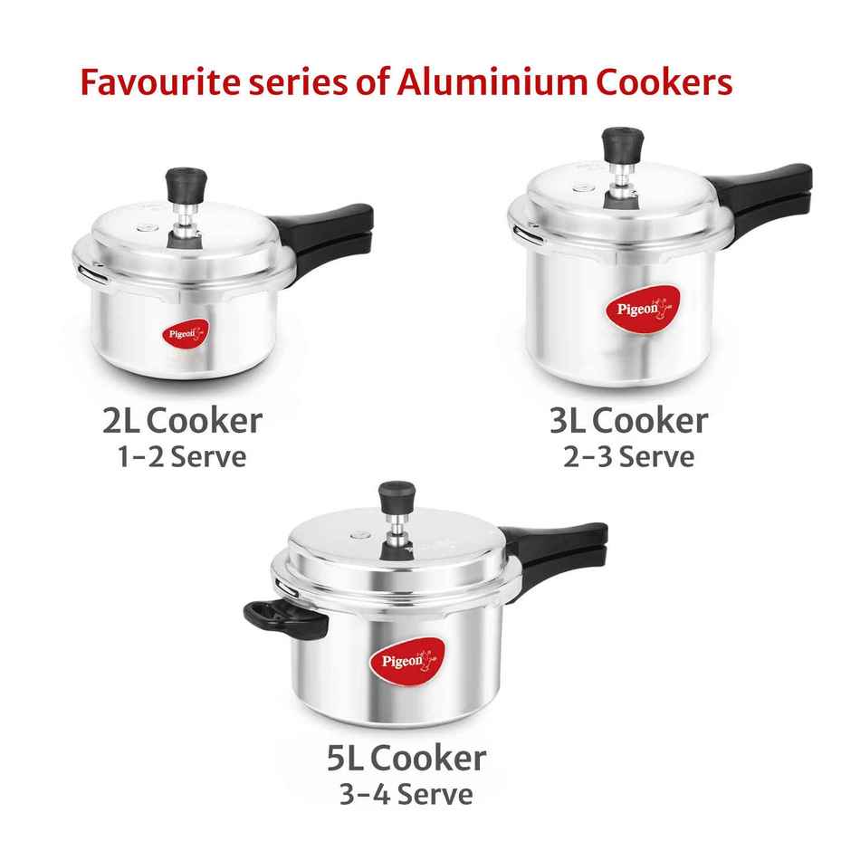 Pigeon 3L Aluminium Induction Base Outer Lid Pressure Cooker
