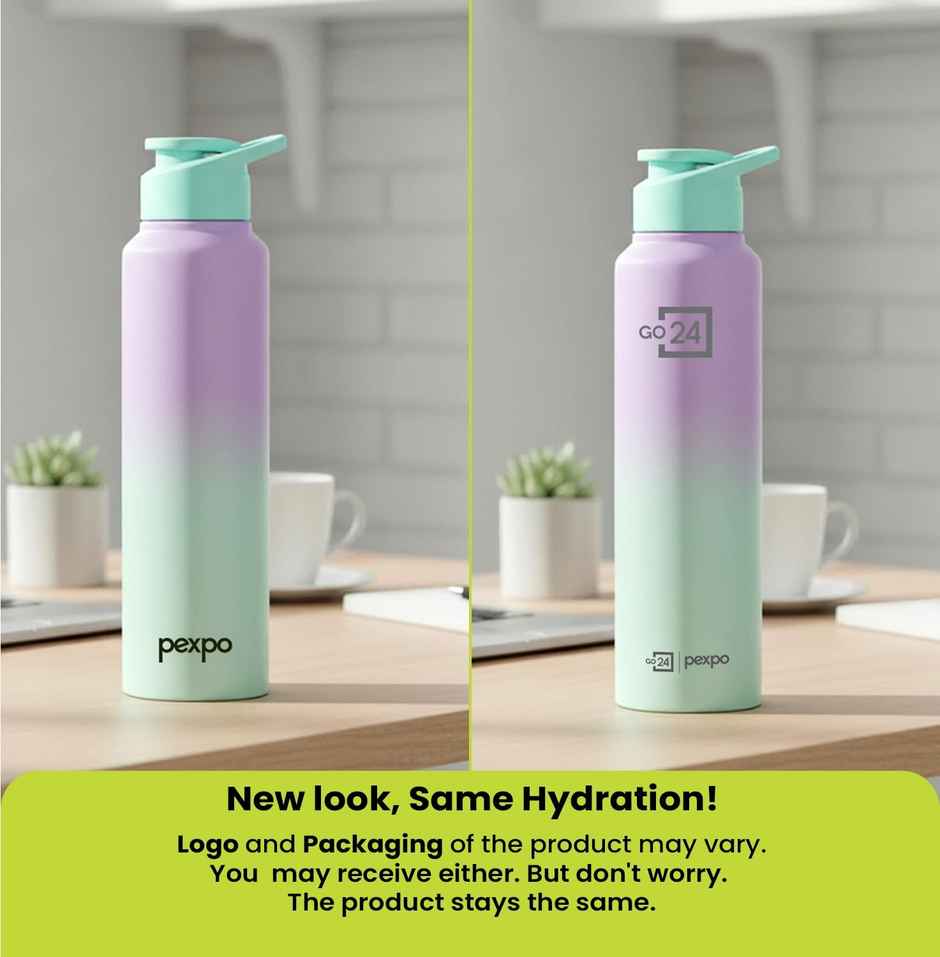 Pexpo Craft Pro Stainless Steel Sports | Fridge Water Bottle with Sipper Cap | Purple & Green Ombre