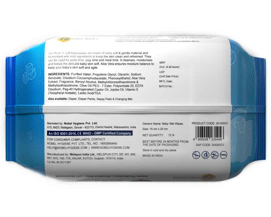 Teddyy Baby Skincare Wet Wipes | Aloe Vera, Jojoba, Vitamin E