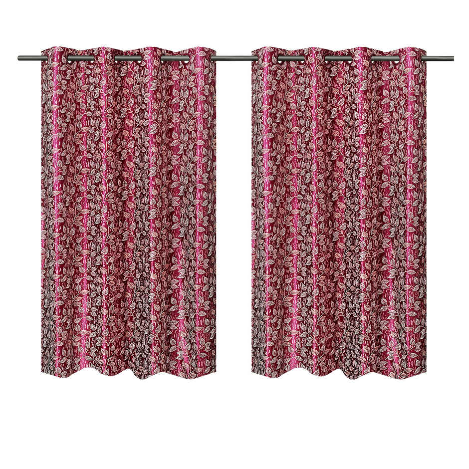 Antzco Maroon Printed Window Curtain 5 ft x 4 ft | Pack of 2 | WC06