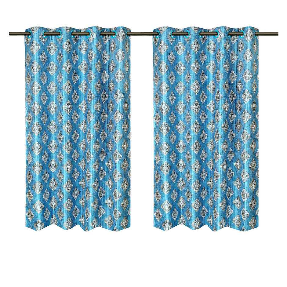 Antzco Blue Window Curtain Crazy Print 5 ft x 4 ft | Pack of 2 | WC04