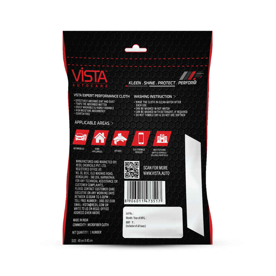 Vista Auto Care Expert Microfiber Car Cleaning Cloth - 40cm x 40cm