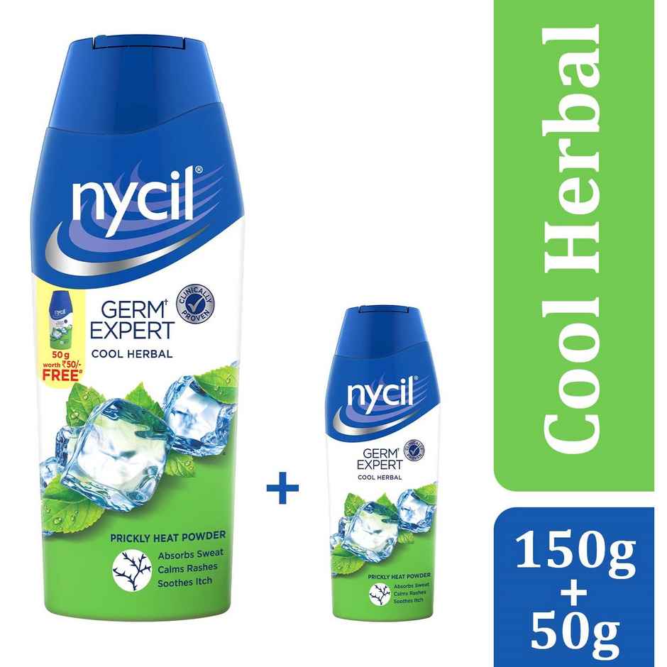 Nycil Germ Expert Prickly Heat Powder - Classic, (Get 60g Free)