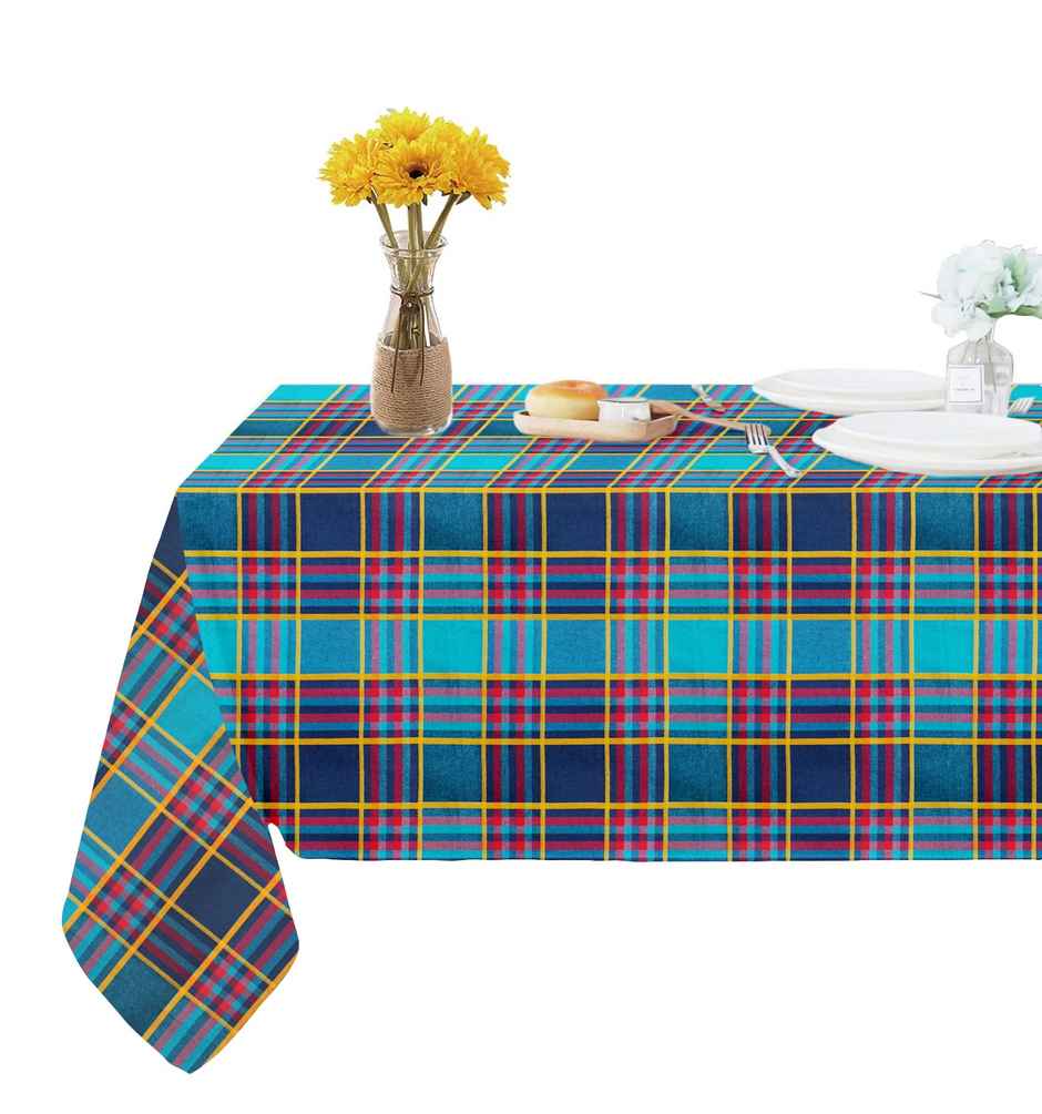 Lushomes Table Cloth - Green Checks | Cotton | Square | 60 x 60 inch | 5 x 5 ft