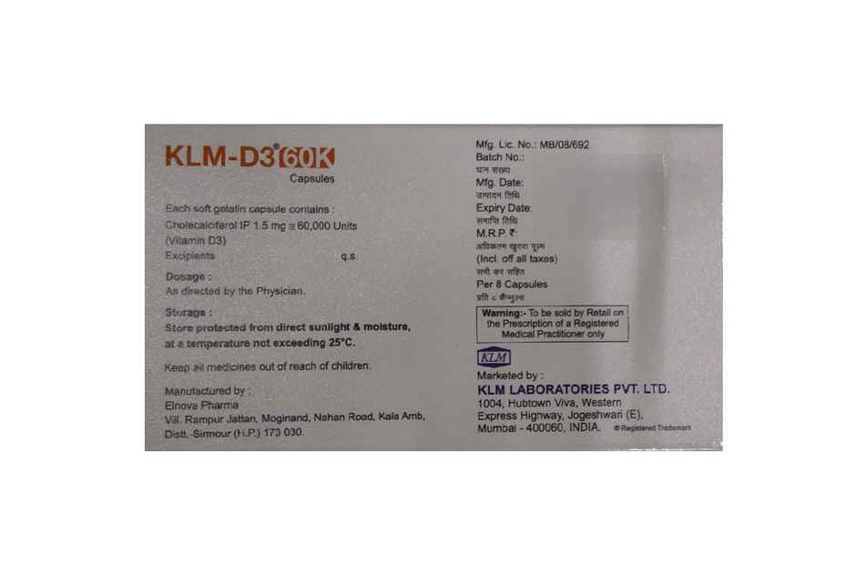 KLM-D3 60K Vitamin D3 Capsule