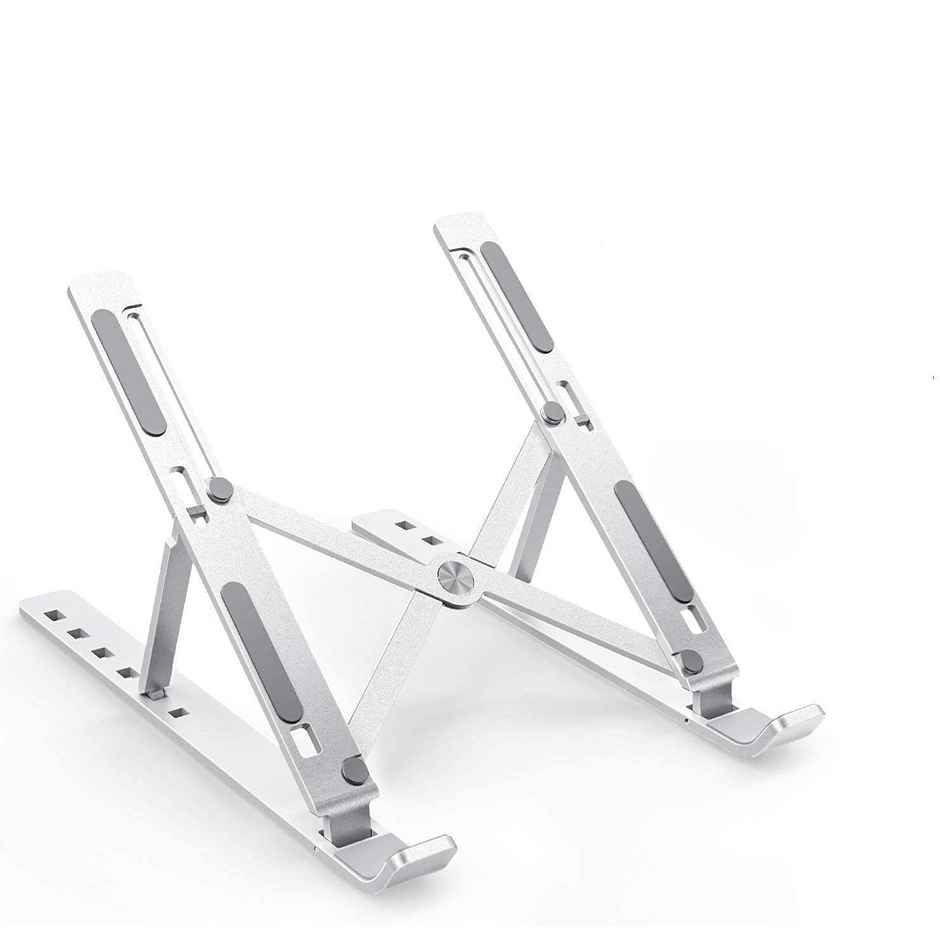 Striff Laptop Tabletop Stand, Fold-Up, Adjustable, Ventilated, Portable Holder For Desk (Silver)