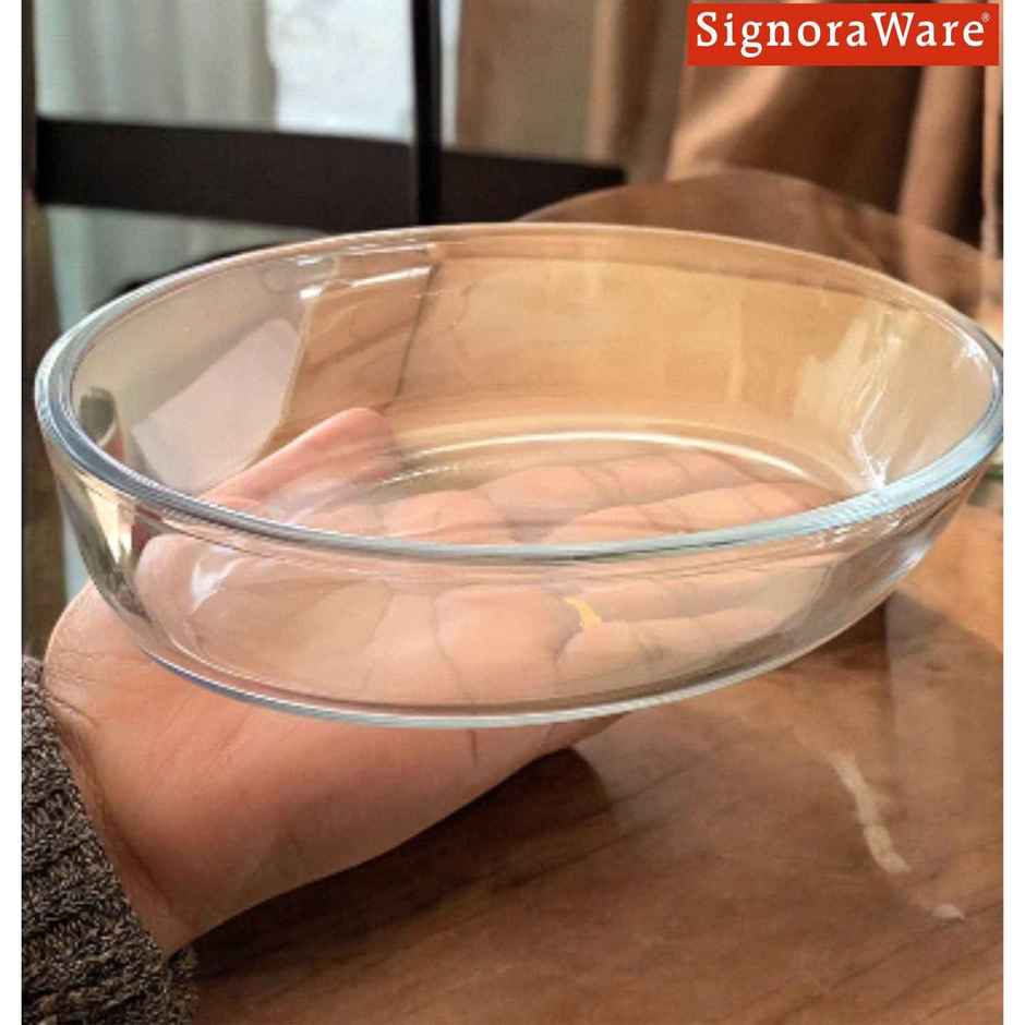 Signoraware Bake N Serve Oval Dish | 700 ml | Clear | Oven Safe Dish, Glass Bakeware