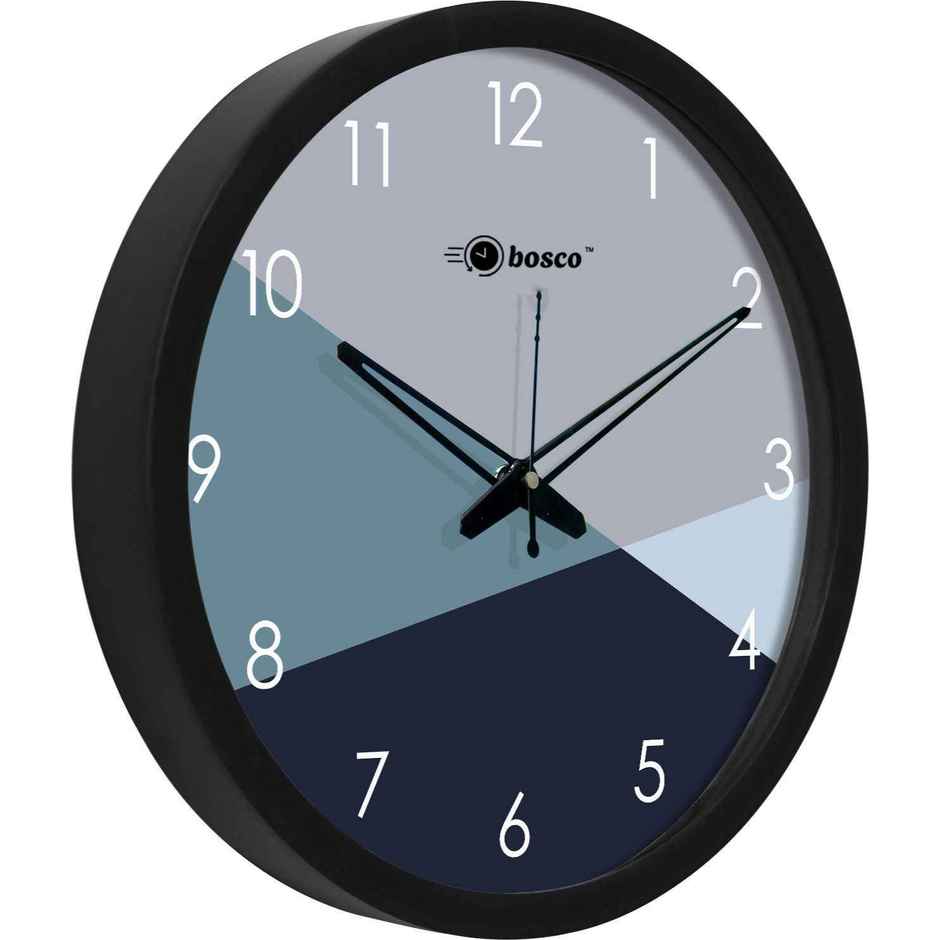 Bosco Decorative Silent Multicolour with Black Frame 30 CM Round Wall Clock BWC 1609