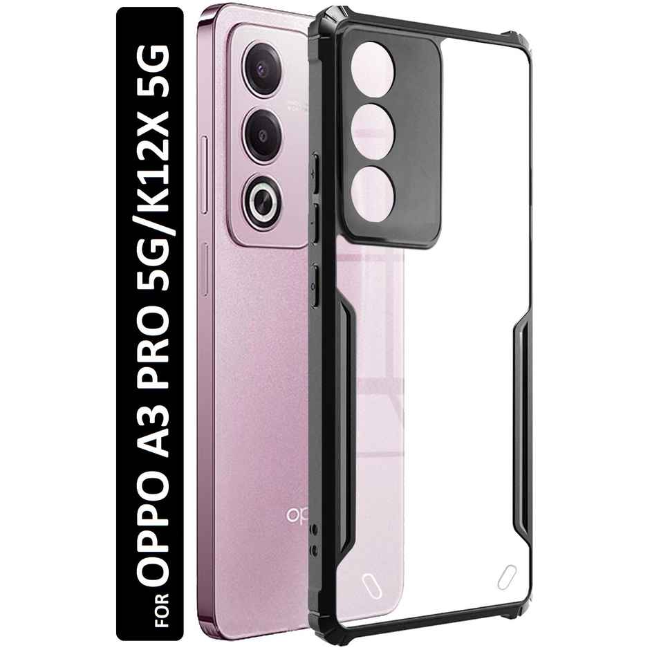Kwine Case Oppo A3 Pro / K12X 5G Back Cover - Black Bordered Transparent Case