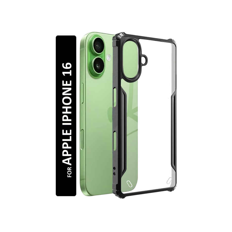 Kwine Case Apple Iphone 16 Back Cover - Black Bordered Transparent Case