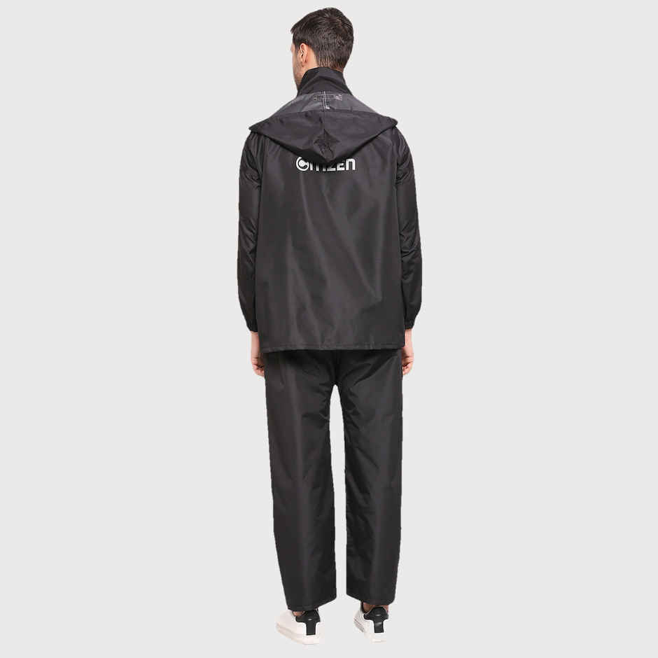 Citizen Tapping Series |Rubberized Raincoat With Pant - Black - CT007-XL