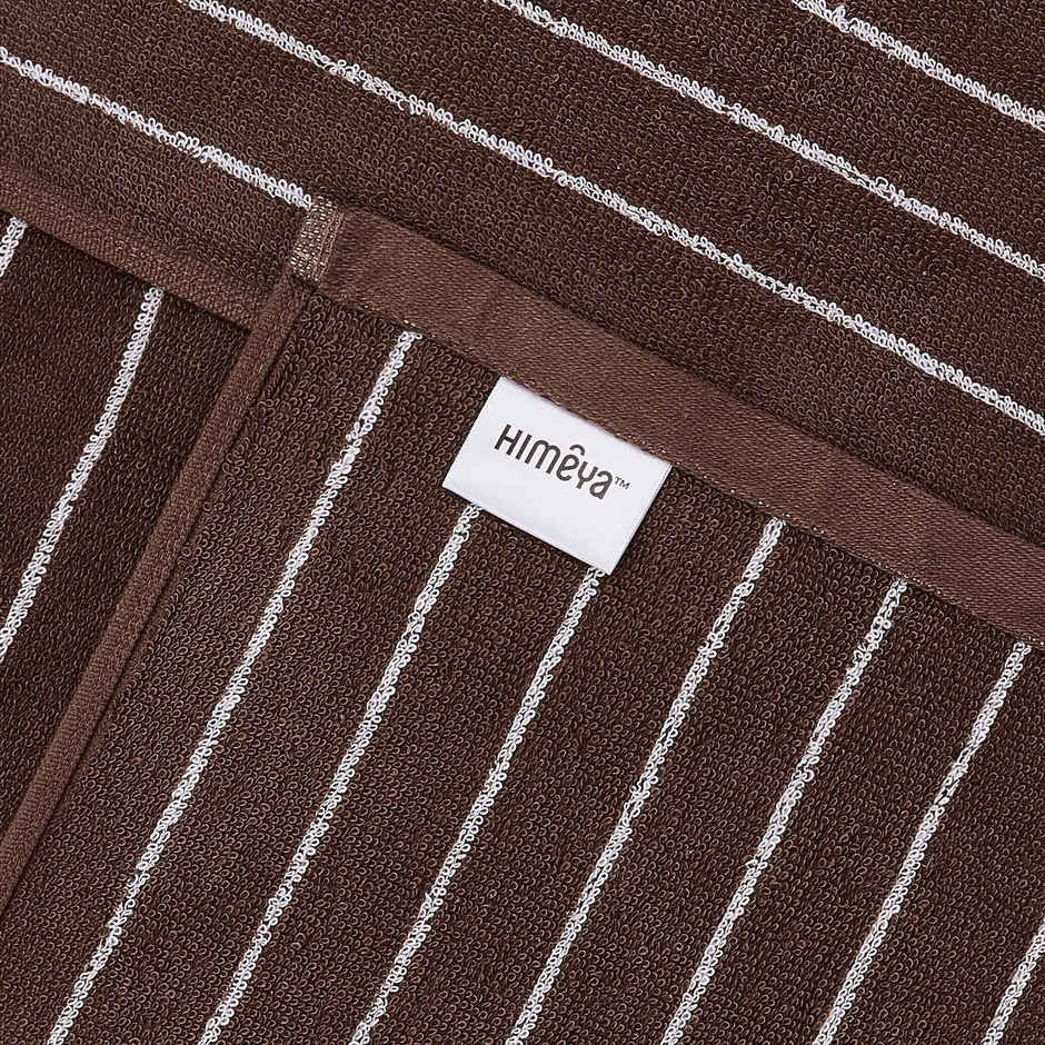Himeya Pin Stripe 350 GSM Cotton Bath Towel | Chocolate Brown