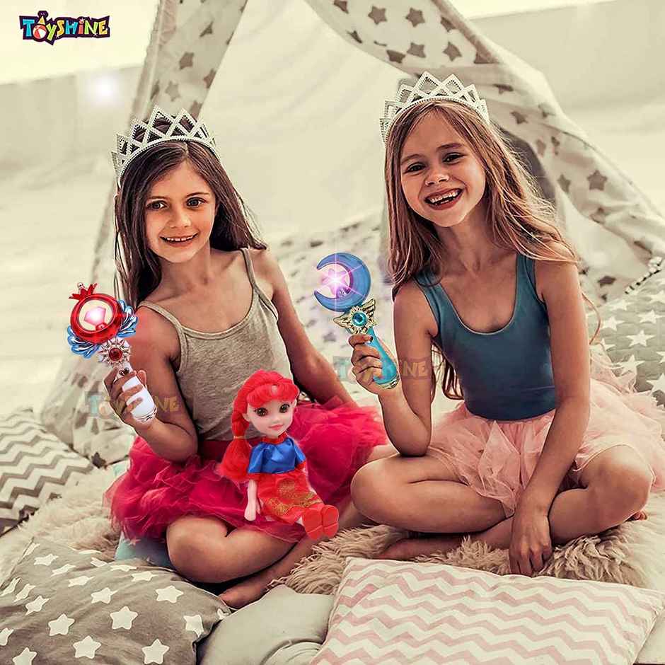 Toyshine Pack of 2 Magic Wand & Doll Combo Red Dazzler