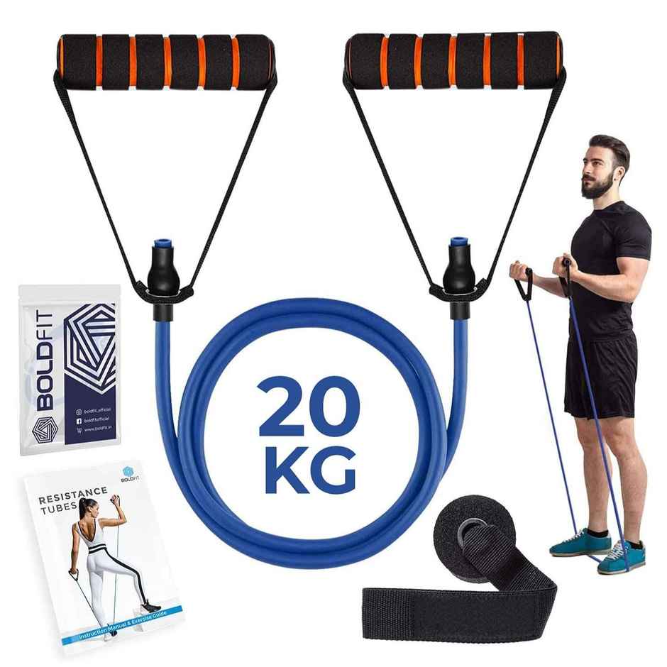 Boldfit Resistance Tube Blue 20 kg| Durable Blue Resistance Tube for Strength Training