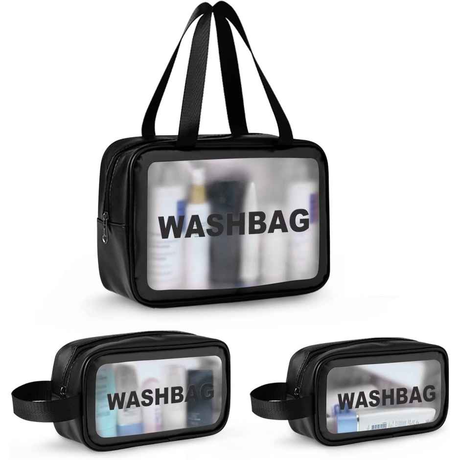 Beaute Secrets Toiletry Bag Waterproof Travel Organizer for Accessories Set of 3 Black