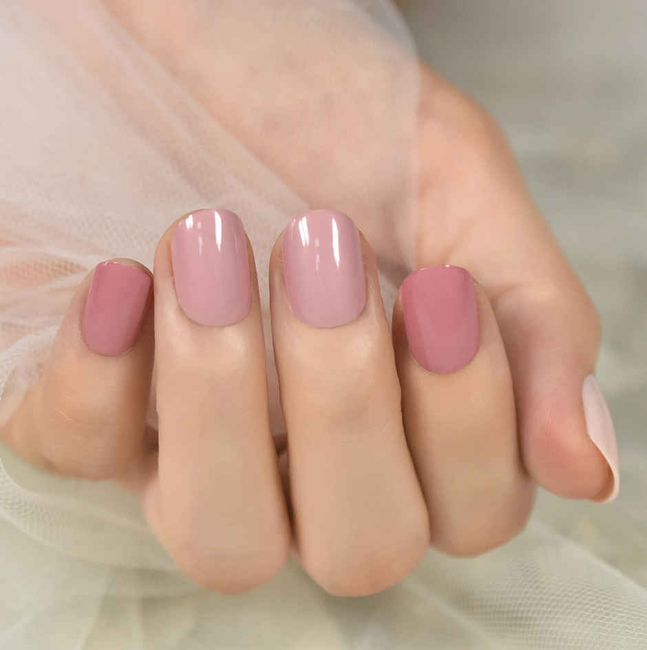Pep Nails Sweet Dreams Short Squoval Pink Solid Reusable Press On Nails 24 Nail Tips