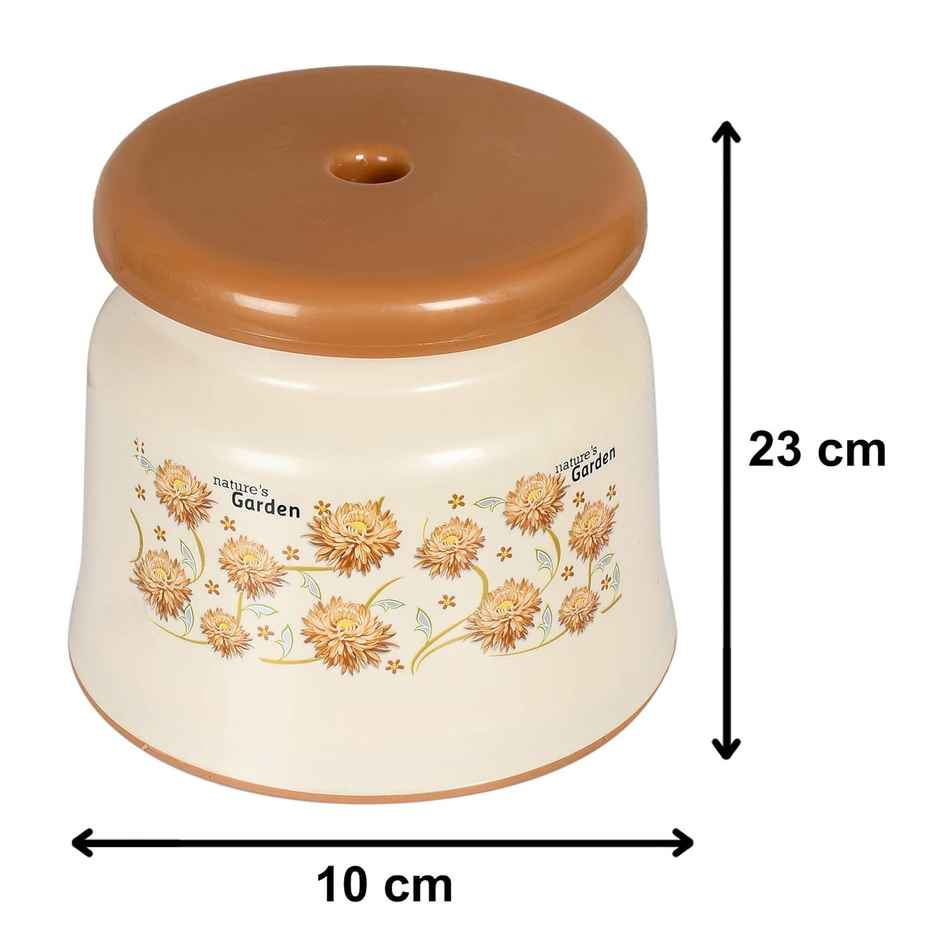 Kuber Industries Plastic Anti-Slip Solid Surface Bathroom Stool | Cream
