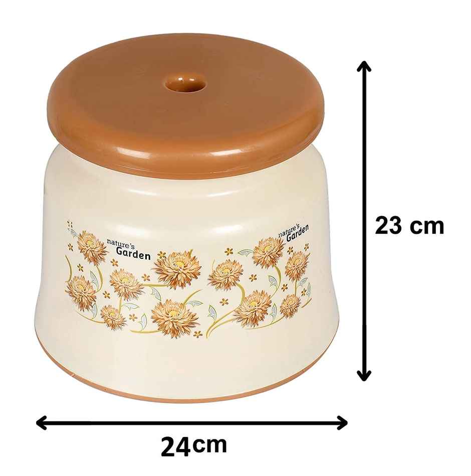 Kuber Industries Bathroom Stool|Plastic Stool for Bathroom|Anti-Slip with Strong Bearing|Cream