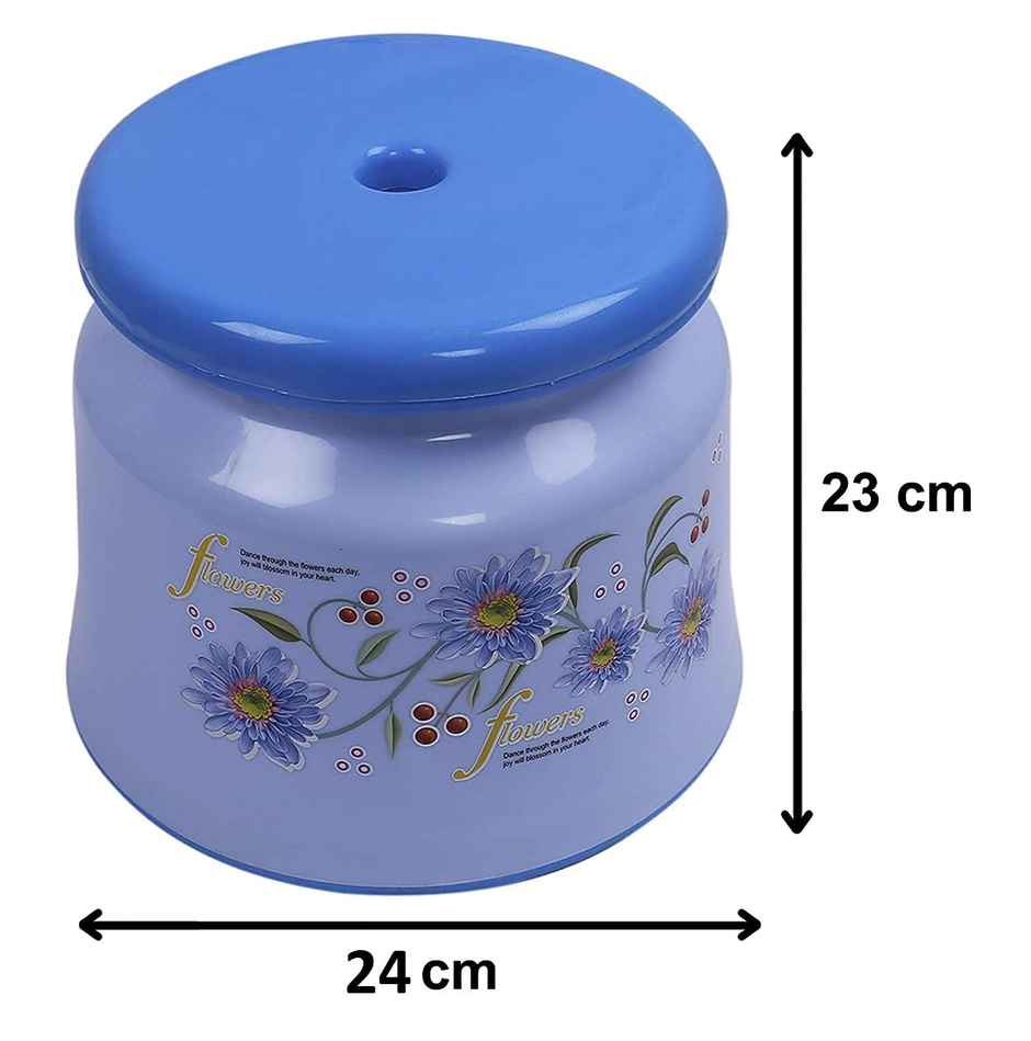 Kuber Industries Plastic Anti-Slip Strong Bearing Solid Surface Stool for Bathroom Stool | Blue