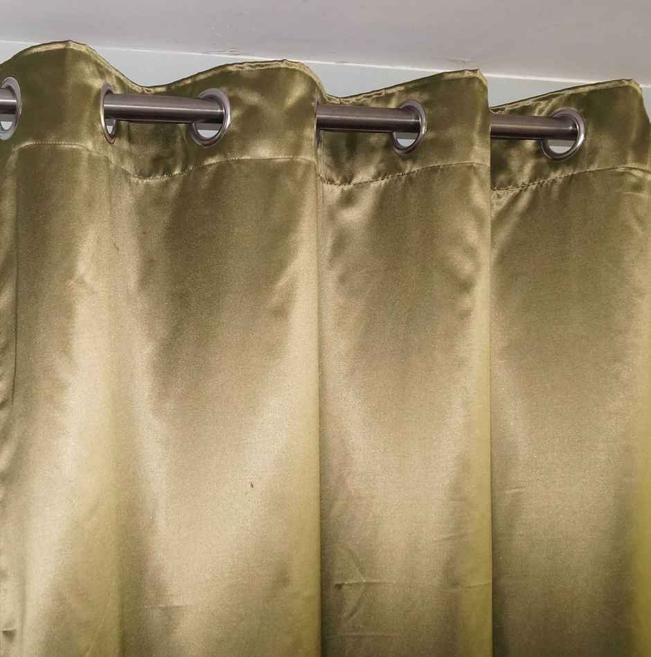 Lushomes Satin Door Curtain - Brown | Plain | 7.5 ft | 8 Metal SS Eyelets | 54 x 90 inch