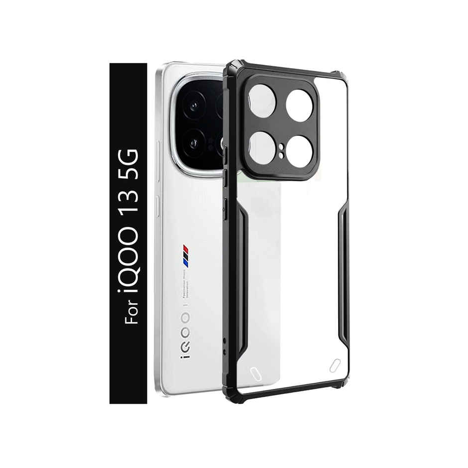 Kwine Case Iqoo 13 Back Cover - Black Bordered Transparent Case