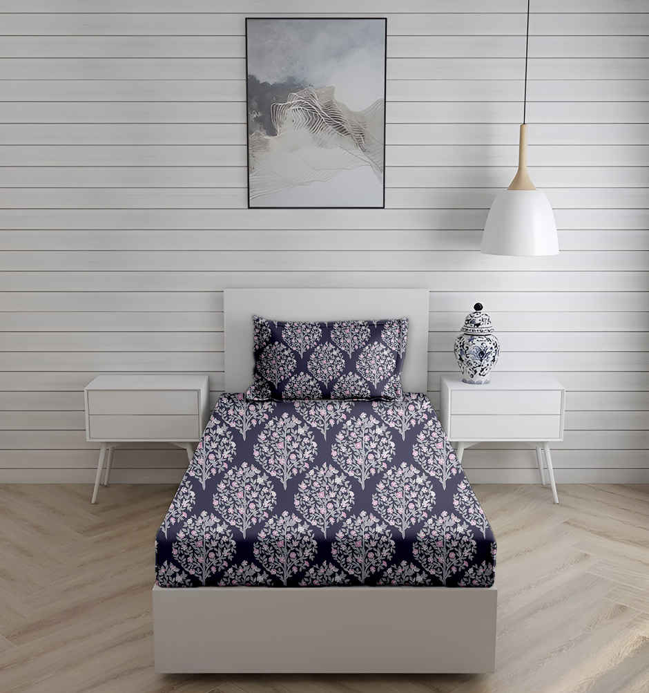 Status Crown Superfine Microfiber Single Bedsheet | Royal Grid | 150 x 220 cm