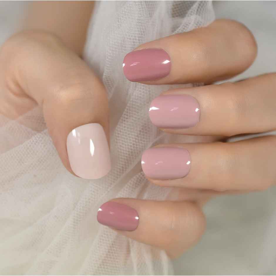 Pep Nails Sweet Dreams Short Squoval Pink Solid Reusable Press On Nails 24 Nail Tips