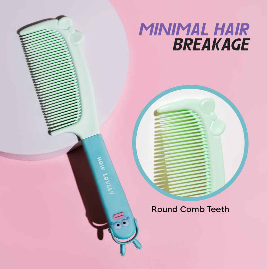 Gleva Cute Detangling Hair Comb | Soft Silicone Handle | Gentle Round Tooth Bristles | All Hair Type