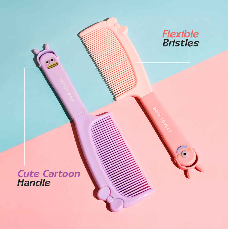 Gleva Cute Detangling Hair Comb | Soft Silicone Handle | Gentle Round Tooth Bristles | All Hair Type