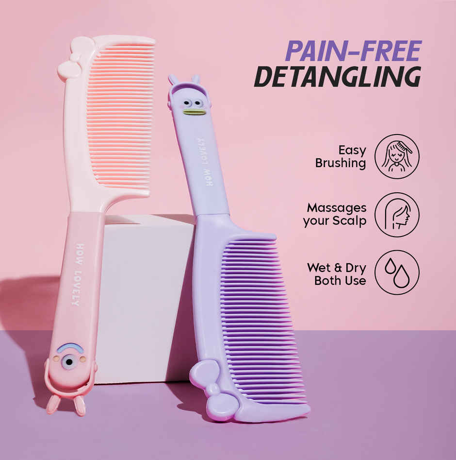 Gleva Cute Detangling Hair Comb | Soft Silicone Handle | Gentle Round Tooth Bristles | All Hair Type