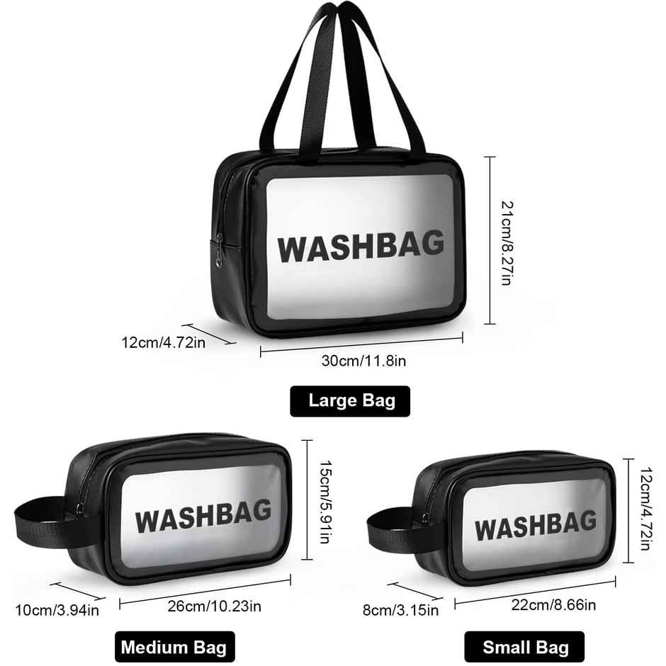 Beaute Secrets Toiletry Bag Waterproof Travel Organizer for Accessories Set of 3 Black