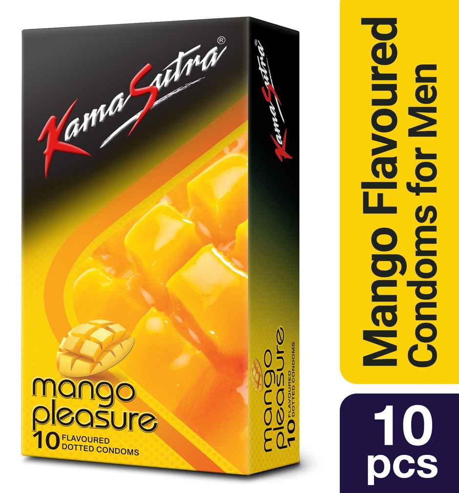 Kama Sutra Mango Pleasure Flavoured Condoms(10pc) & Kama Sutra Personal Lube Strawberry(50ml) Combo